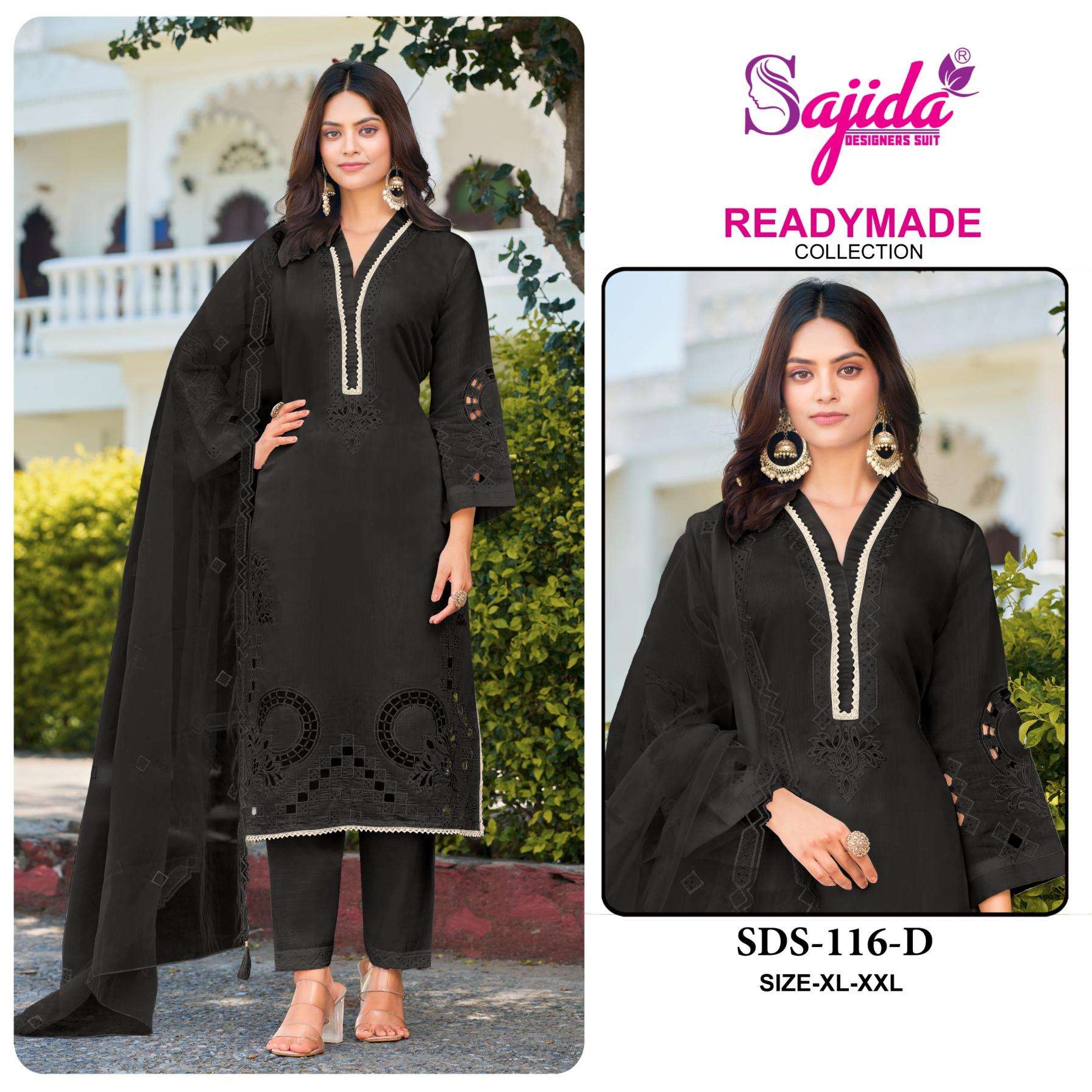 sajida designer alk 116 A to D modern pakistani readymade suit in wholesale surat