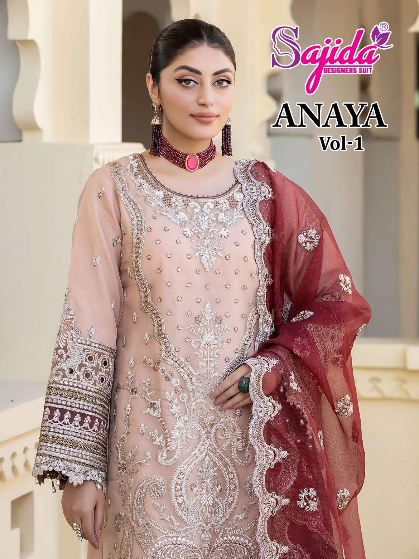 sajida designer anaya vol 1 series 1048 to 1050 georgette pakistani suit in wholesale surat