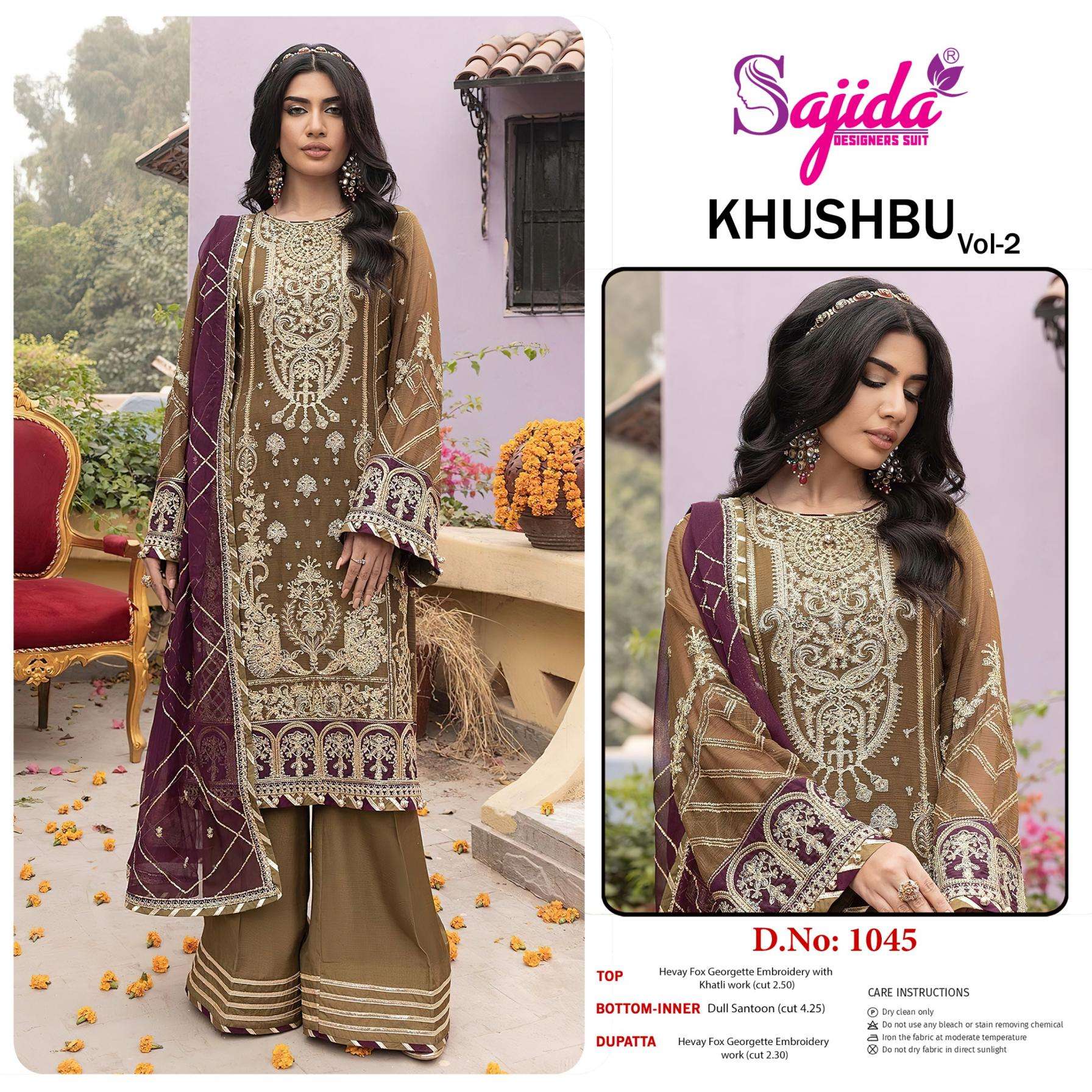 sajida designer khushbu vol 2 1045 georgette pakistani salwar kameez in wholesale surat
