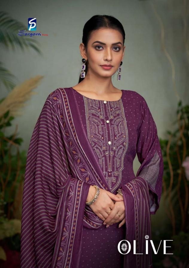sargam prints olive series 2551A to 2551D bemberg muslin hit design salwar kameez in wholesale surat