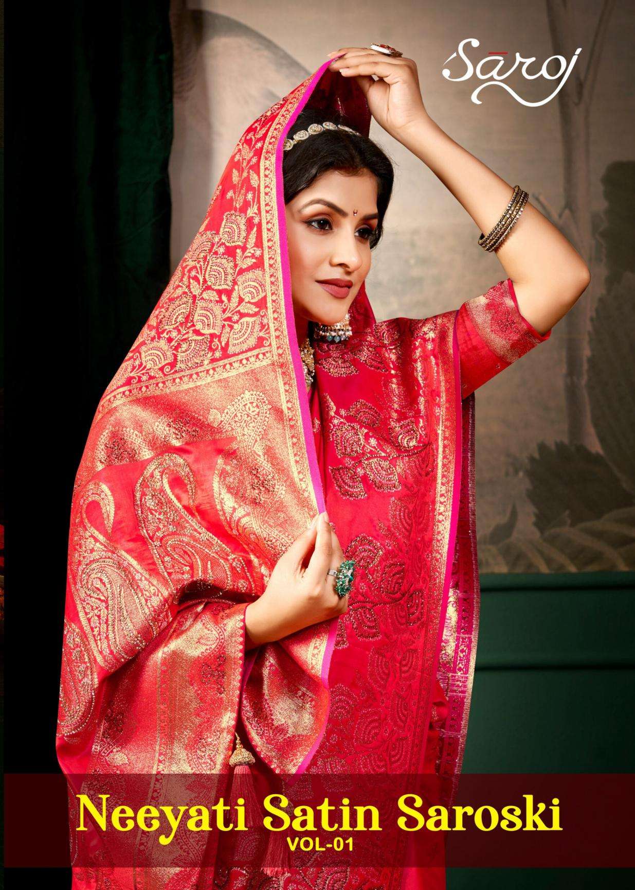 Saroj neeyati satin saroski vol.1 series 1001 to 1004 Satin silk saree in wholesale surat