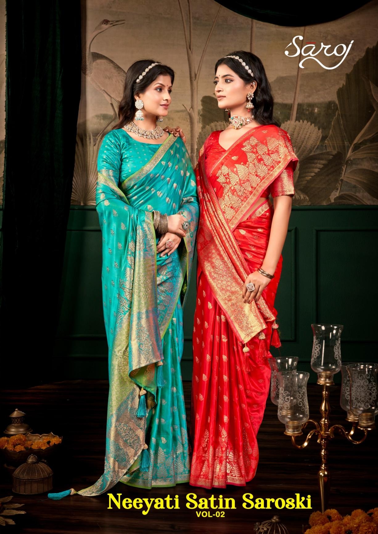 Saroj neeyati satin saroski vol.2 series 1001 to 1004 Satin silk saree in wholesale surat