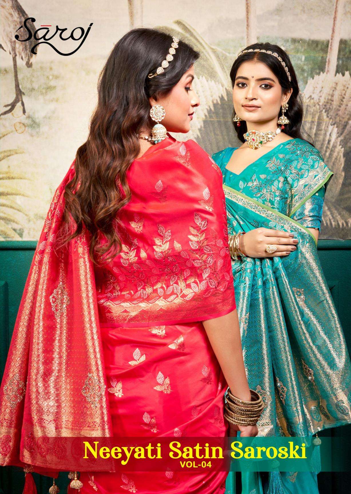 Saroj neeyati satin saroski vol.4 series 1001 to 1004 Satin silk saree in wholesale surat
