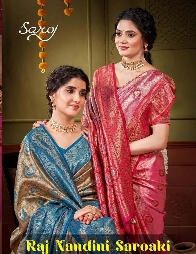 Saroj Rajnadini saroski vol.2 series 1001 to 1006 tissue silk saree in wholesale surat