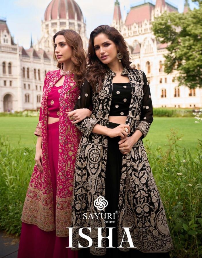 sayuri designer isha series 10001 to 10003 readymade traditional georgette plazzo suit in wholesale surat