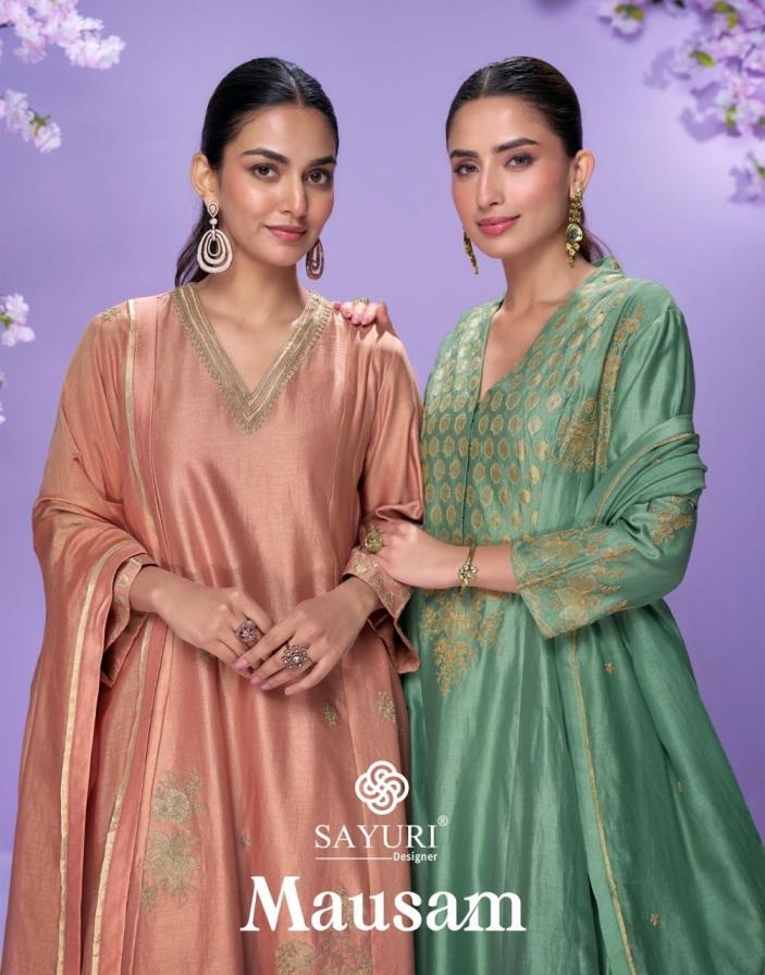 sayuri designer mausam series 10062 to 10064 roman silk readymade plazzo kurti with dupatta in wholesale surat