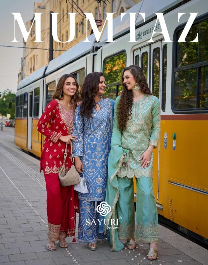 sayuri designer mumtaz series 10029 to 10031 simar silk readymade salwar kameez in wholesale surat
