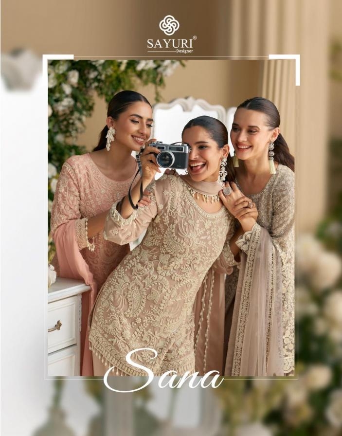 sayuri designer sana series 5818 to 5820 georgette readymade plazzo style suit in wholesale surat