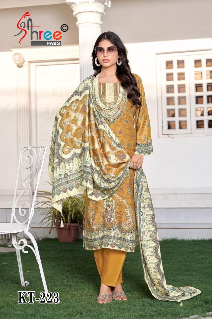 shree fab kt 223 A to C viscose muslin pakistani salwar kameez in wholesale surat