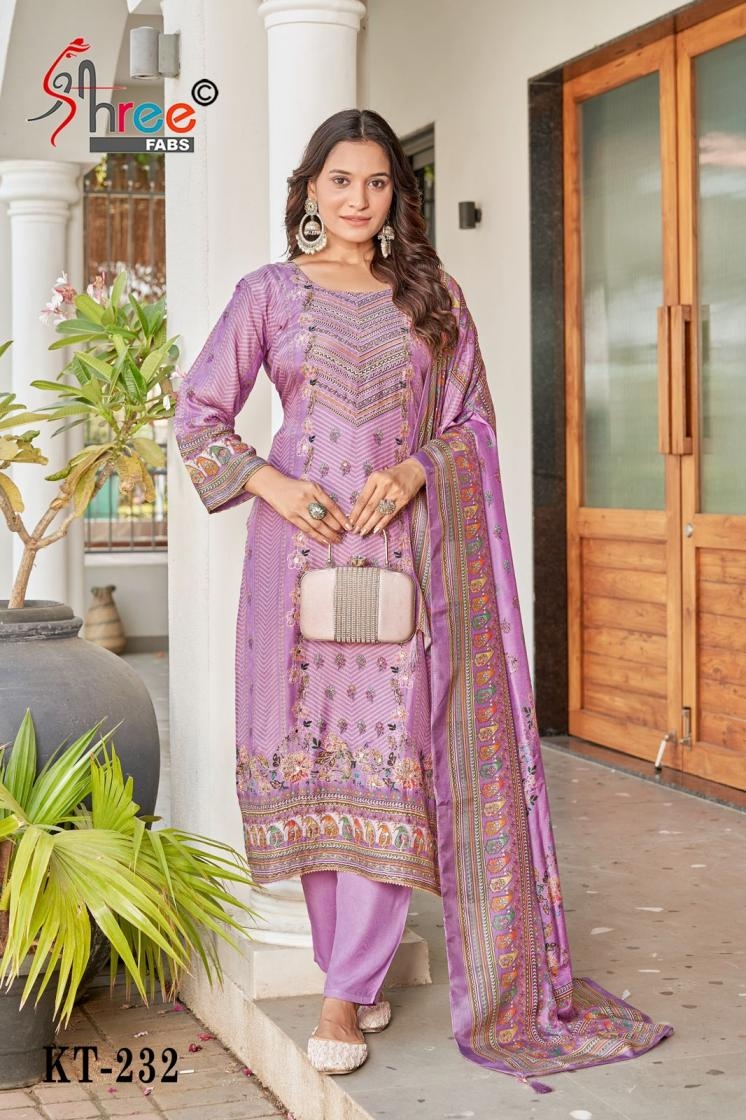 shree fab kt 232 A to C viscose muslin modern pakistani suit in wholesale surat