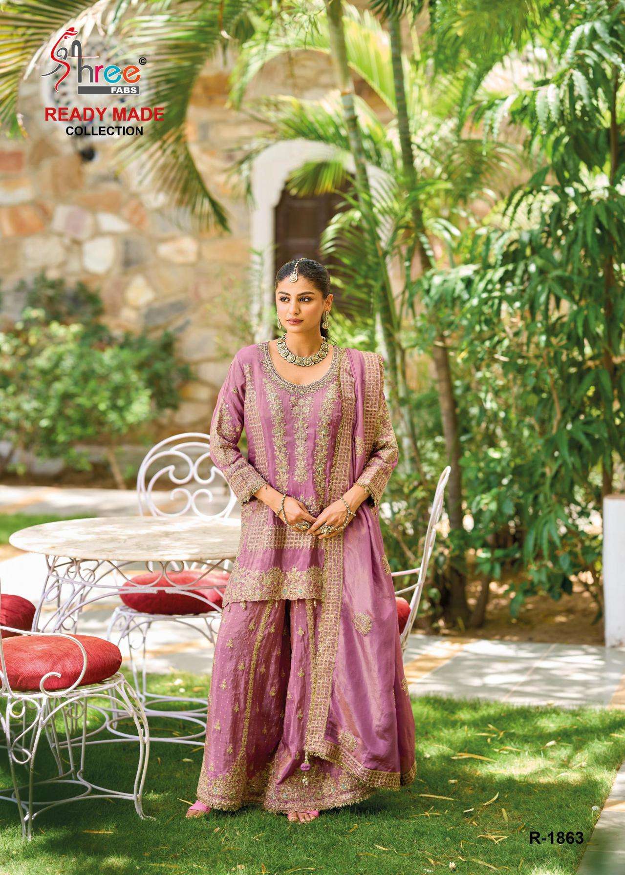 shree fabs 1863 A to D viscose simmer readymade pakistani plazzo suit in wholesale surat