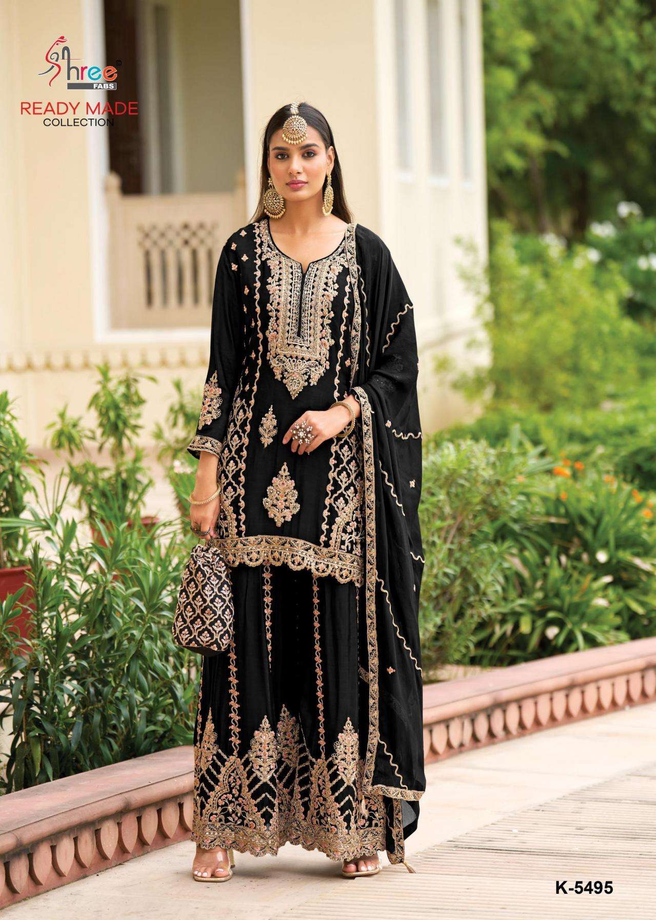 shree fabs k 5495 A to D airtex chinon readymade plazzo pakistani suits in wholesale surat