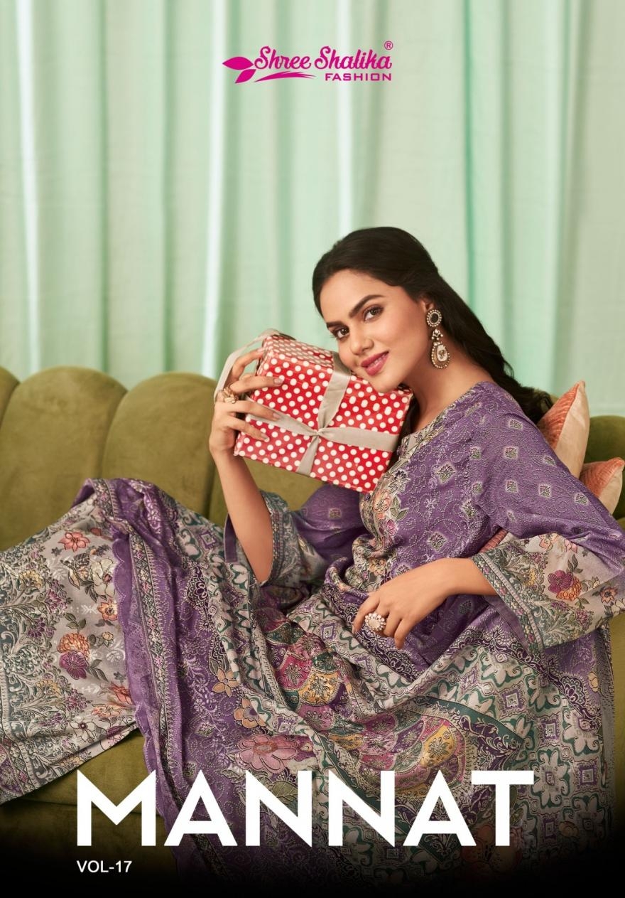 shree shalika mannat vol 17 series 17001 to 17006 fashion cotton lawn pretty look salwar kameez in wholesale surat