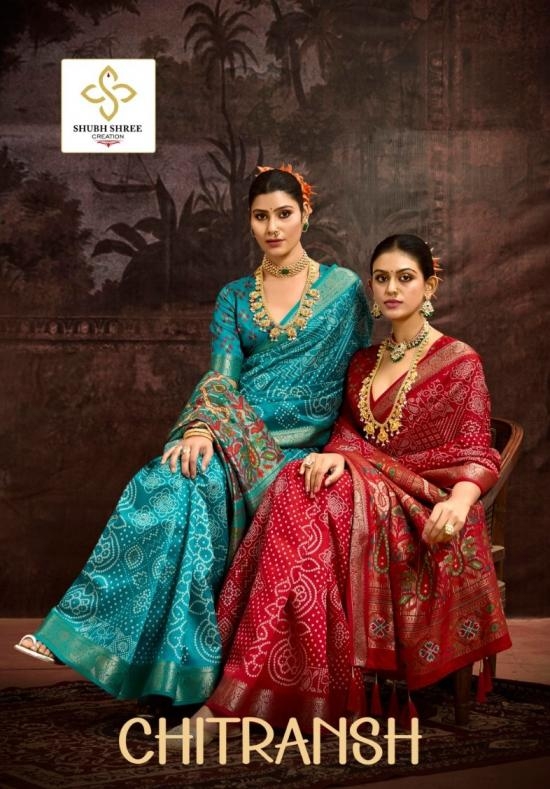 shubh shree chitransh series 1001 to 1006 creation luxurious rasian silk sarees in wholesale surat