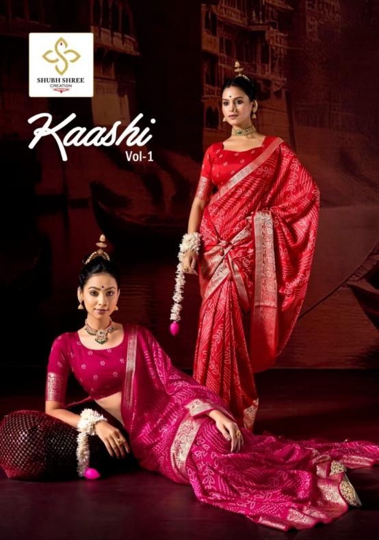 shubh shree creation kaashi vol 1 series 1001 to 1006 amazing velvet tusser silk sarees in wholesale surat