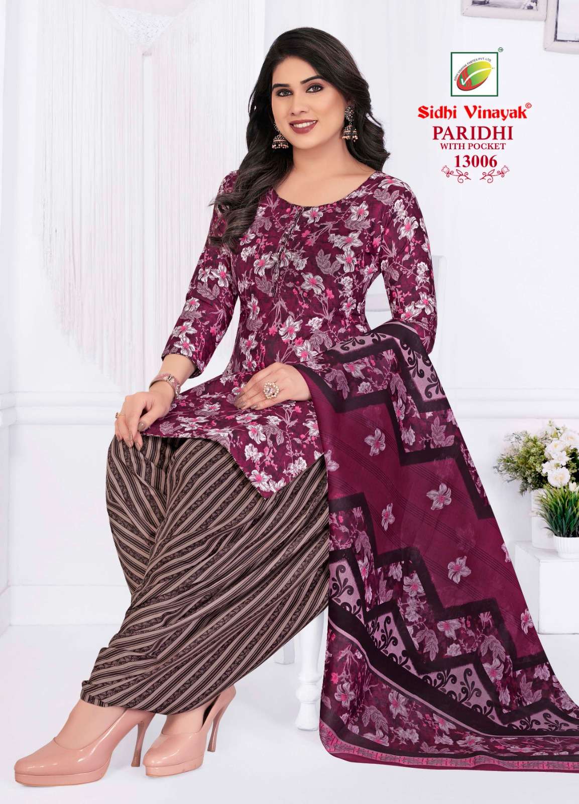 Sidhi Vinayak Paridhi Vol-13 series 13001 to 13012 Heavy Indo Cotton Printed With Inner Readymade With lining suit in wholesale surat