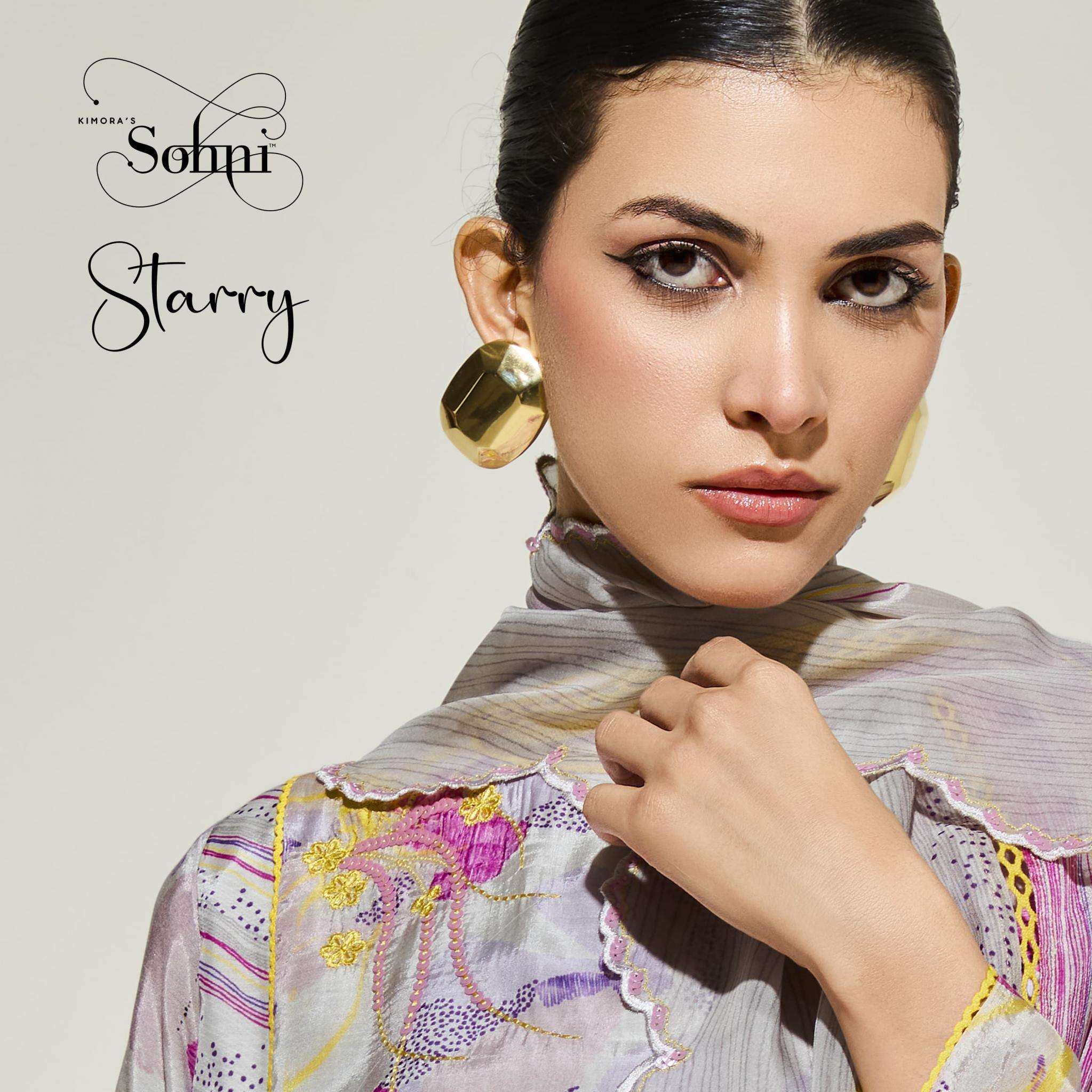 sohni kimora starry vol 33 series 401 to 404 muslin elegant style salwar kameez in wholesale surat