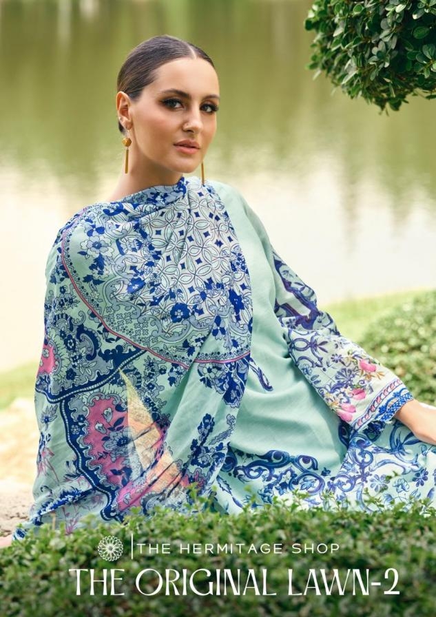 the hermitage the original lawn vol 2 series 01 to 04 viscose cotton readymade big size pakistani suit in wholesale surat