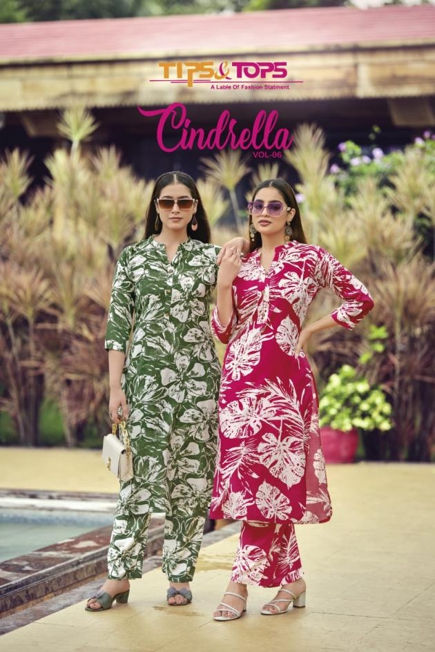 tips & tops cindrella vol 6 series 1001 to 1006 rayon reaymade classic co-ord set in wholesale surat