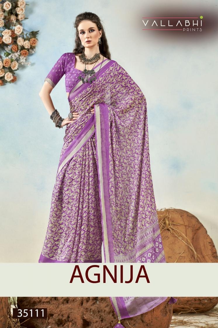 vallabhi prints agnija series 35111 to 35116 moss chiffon unique saree in wholesale surat