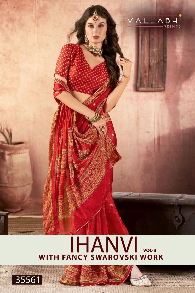 vallabhi prints ihanvi vol 3 series 35561 to 35566 chiffon hit design saree in wholesale surat