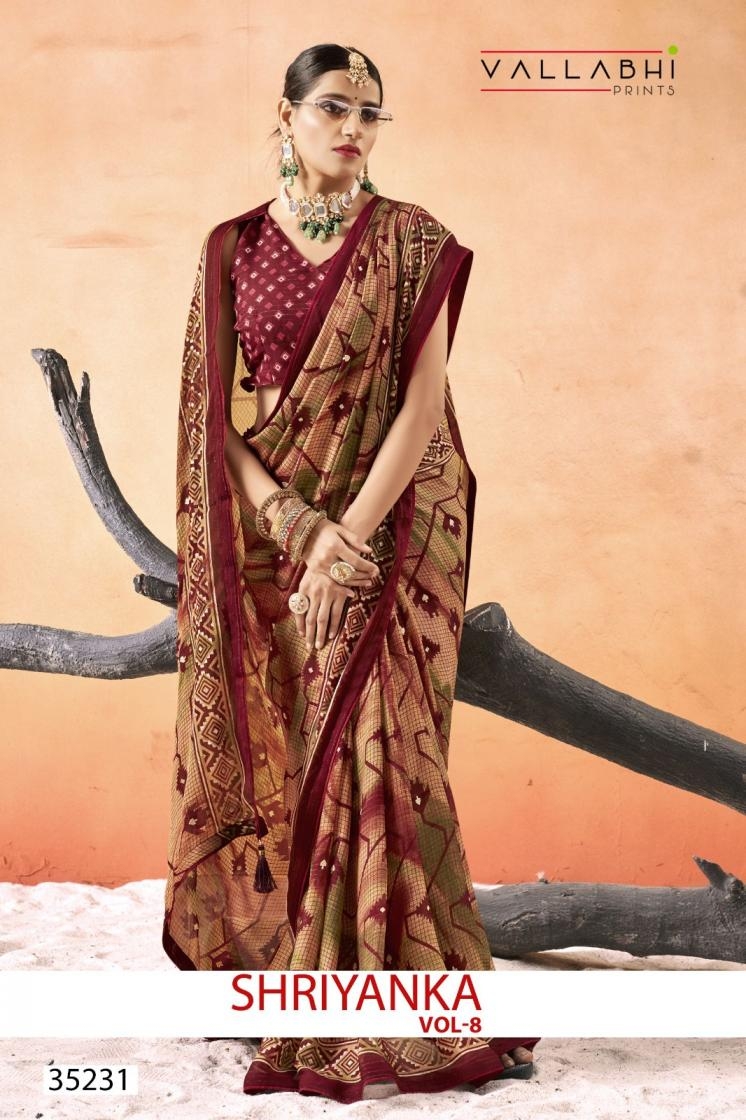 vallabhi prints shriyanka vol 8 series 35231 to 35236 moss georgette best saree in wholesale surat
