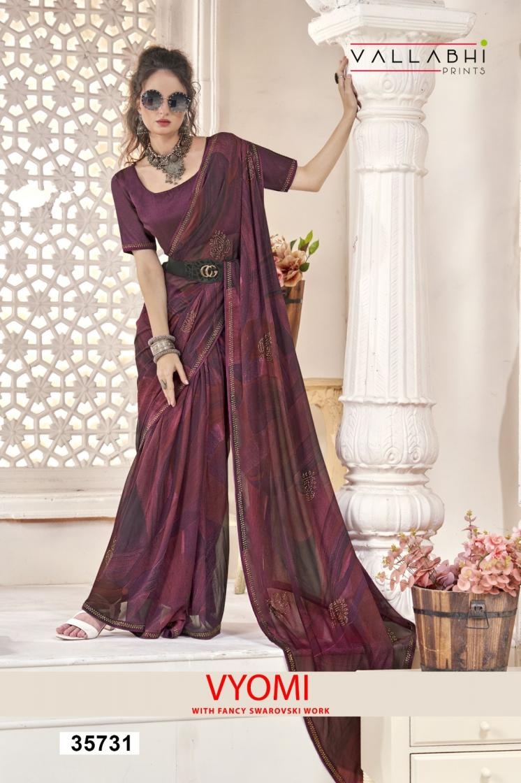 vallabhi prints vyomi series 35731 to 35736 georgette pretty look sarees in wholesale surat