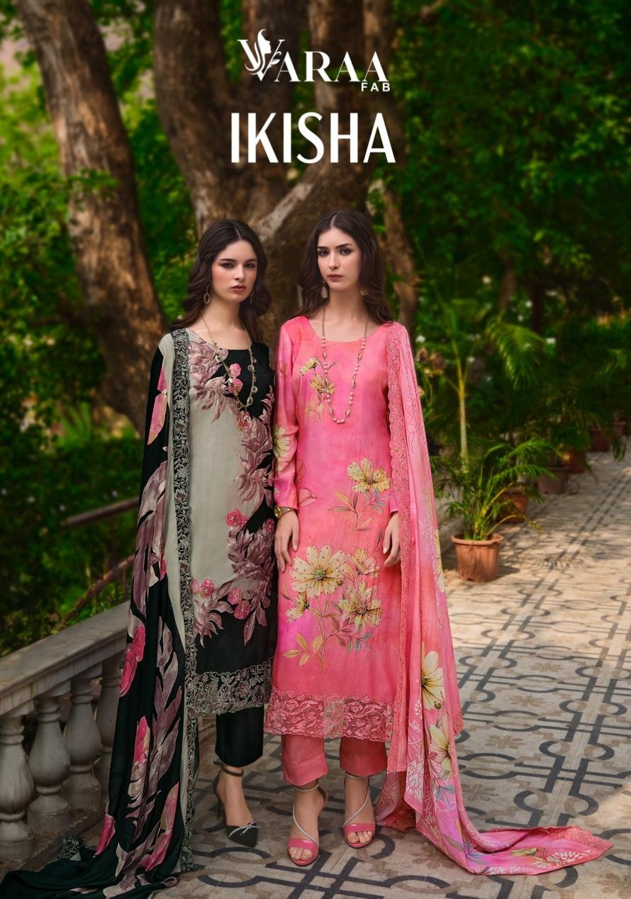 varaa fab ikisha series 1501 to 1506 viscose muslin salwar kameez best in wholesale surat