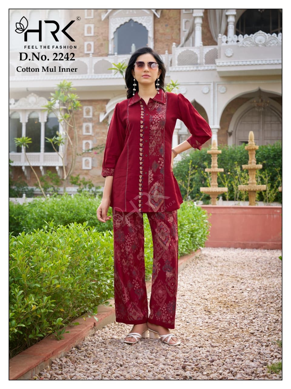 Vatican Cord-Set In Print With Handwork Wholesale In Surat