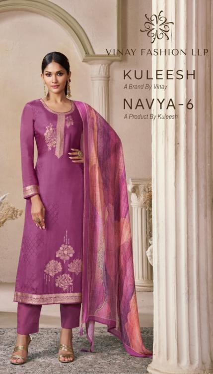 vinay kuleesh navya vol 6 series 75211 to 75214 viscose machlin party wear suit in wholesale surat