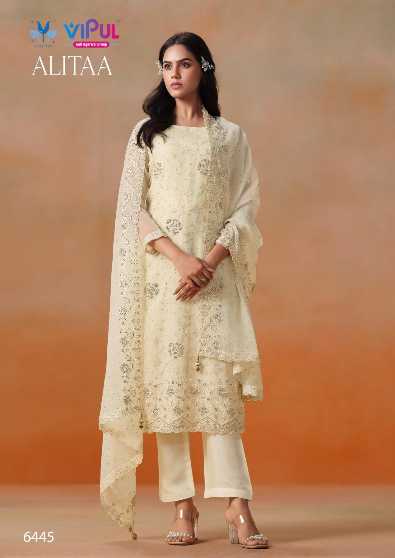 vipul fashion alitaa series 6441 to 6446 crinkle chiffon suits best in wholesale surat
