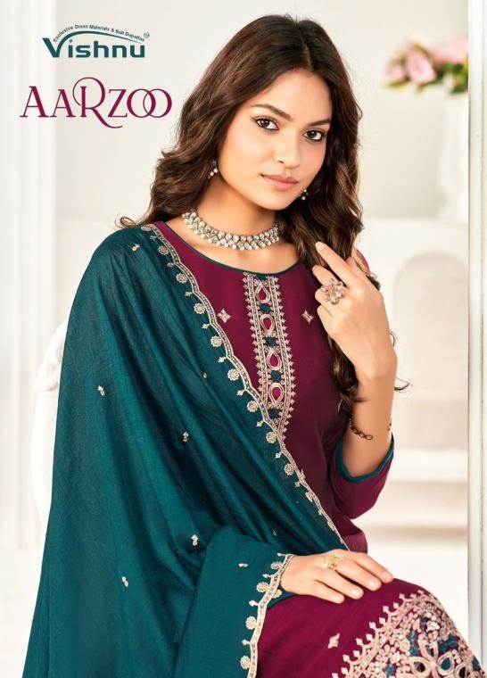 vishnu aarzoo series 30001 to 30012 vichitra silk advanced salwar kameez in wholesale surat