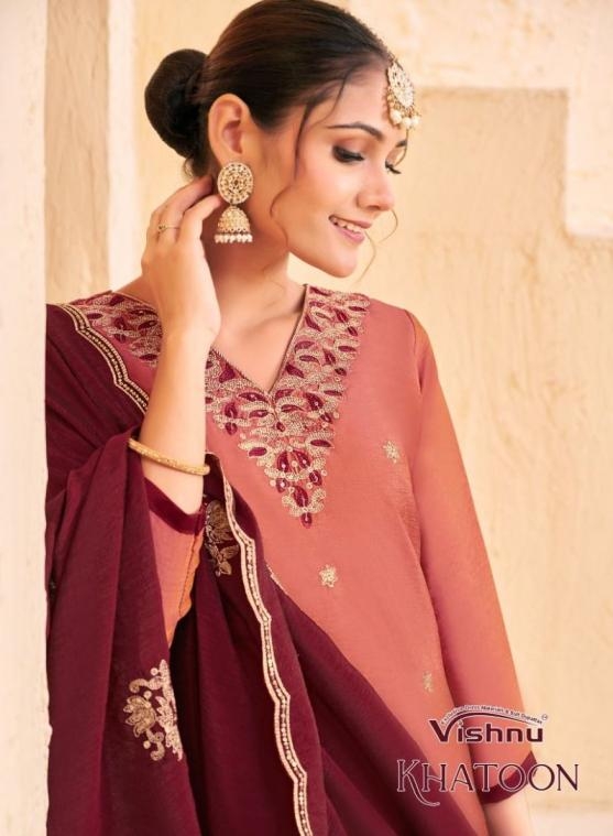 vishnu khatoon series 42001 to 42010 silk modern salwar kameez best in wholesale surat