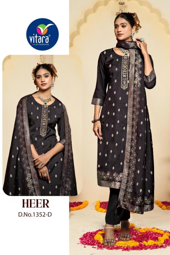 vitara fashion heer series 1352A to 1352D readymade muslin weaving jacquard combo suit in wholesale surat