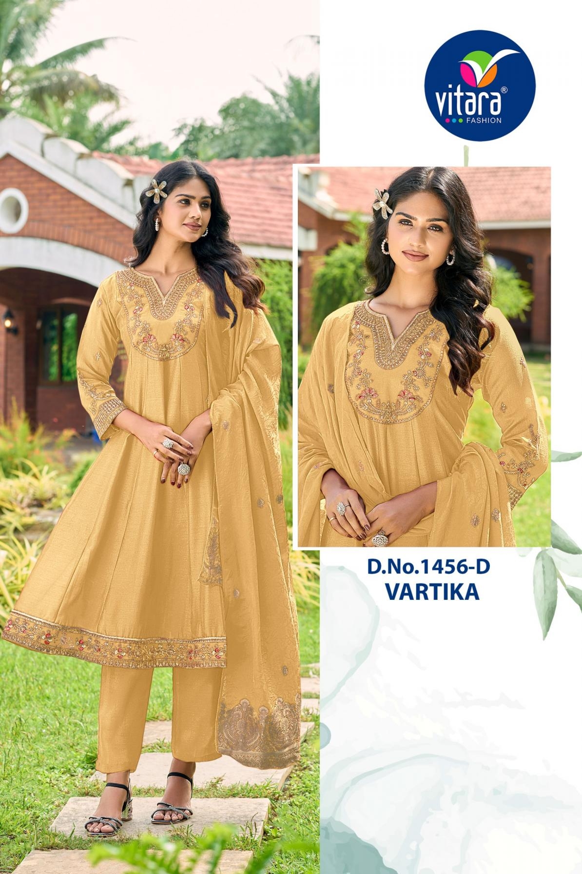 vitara fashion vartika series 1456A to 1456D unique vichitra simar readymade combo suit in wholesale surat