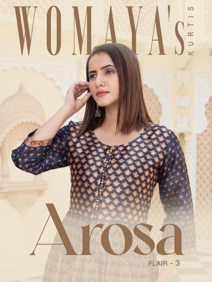 womaya arosa flair vol 3 series 10021 to 10028 chiku silk readymade combo set gown with dupatta in wholesale surat