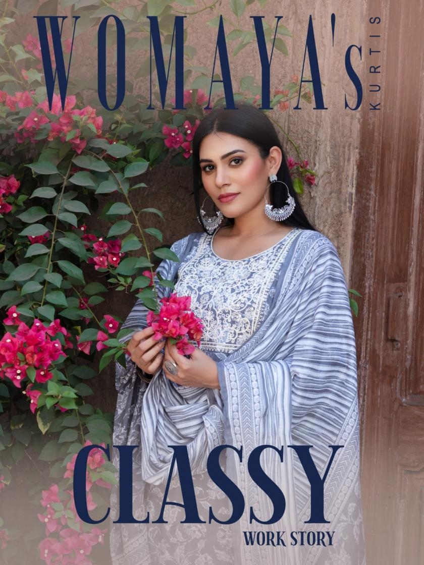 womaya classy work story cotton readymade stylish combo suit in wholesale surat