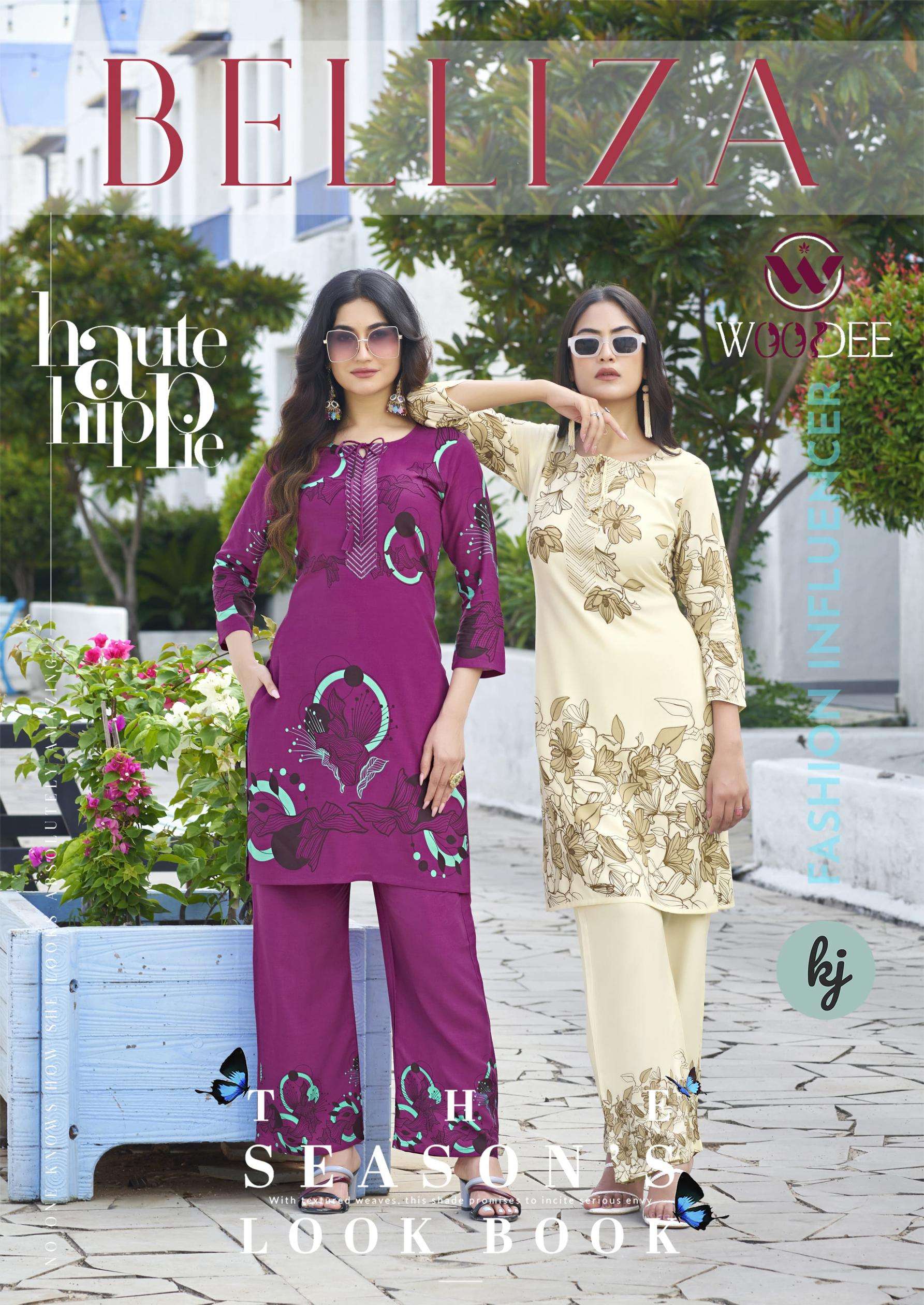 woodee belliza liva series 1001 to 1006 rayon readymade classic co-ord set in wholesale surat