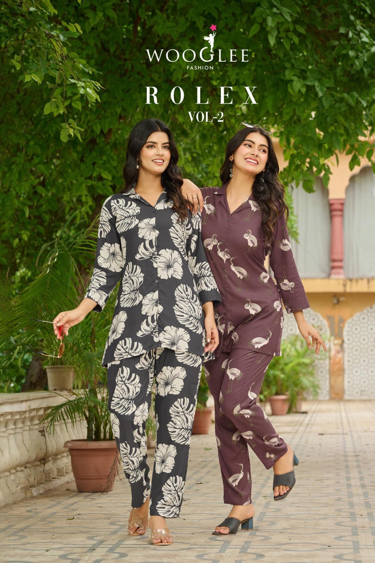 wooglee rolex vol 2 series 3007 to 3012 rayon readymade stylish co-ord in wholesale surat