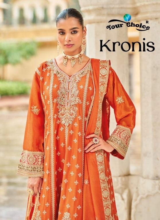 your choice kronis series 1001 to 1003 chinon readymade designer suit in wholesale surat