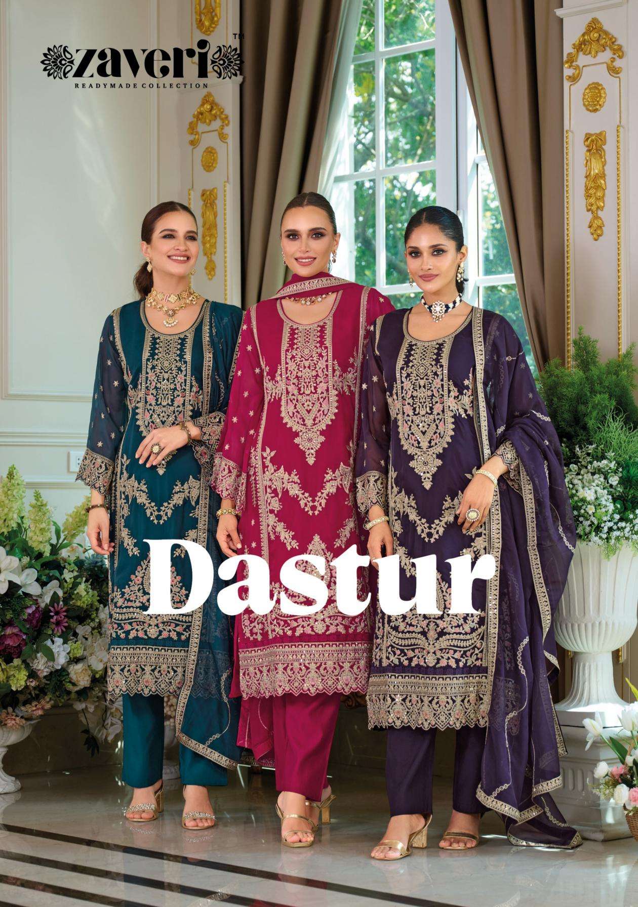zaveri dastur series 1891 to 1903 organza readymade pakistani style suit in wholesale surat