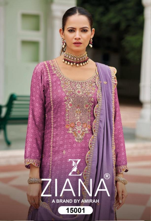 ziana 15001 A to D chinon silk readymade party wear sharara style suit in wholesale surat