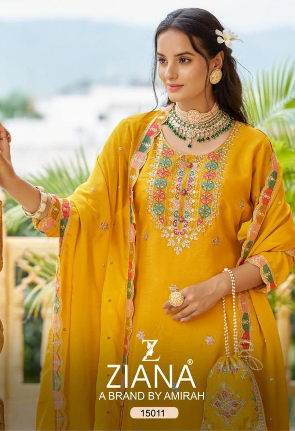 ziana 15011 A to D chinon silk readymade combo sharara kurti with dupatta in wholesale surat