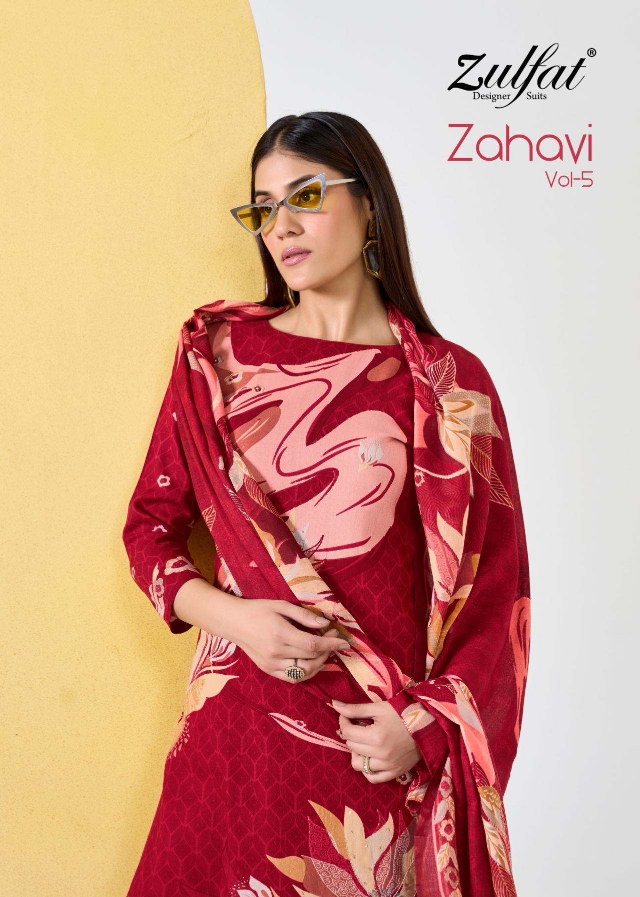 zulfat designer zahavi vol 5 series 584001 to 584006 viscose rayon pakistani salwar kameez in wholesale surat
