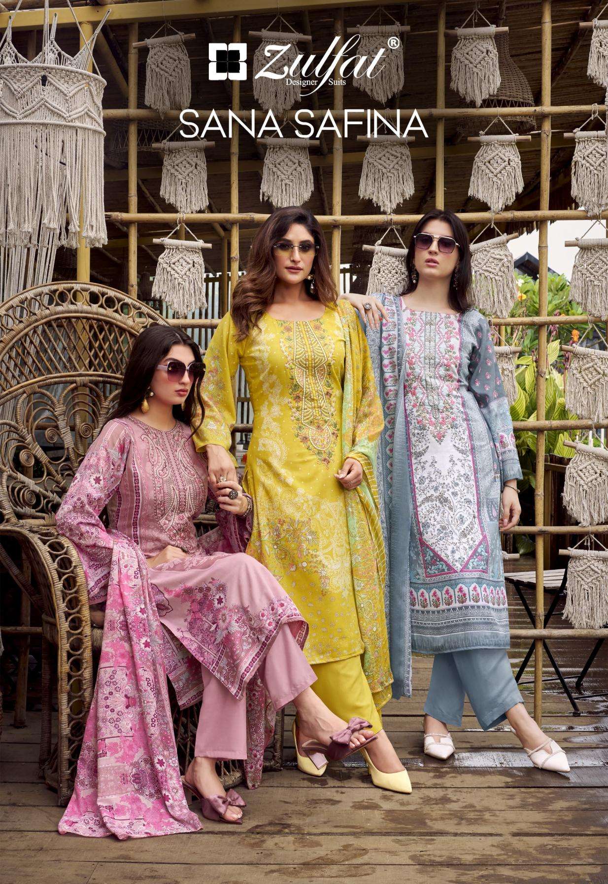 zulfat sana safina series 675001 to 675008  cotton pakistani daily wear salwar kameez in wholesale surat