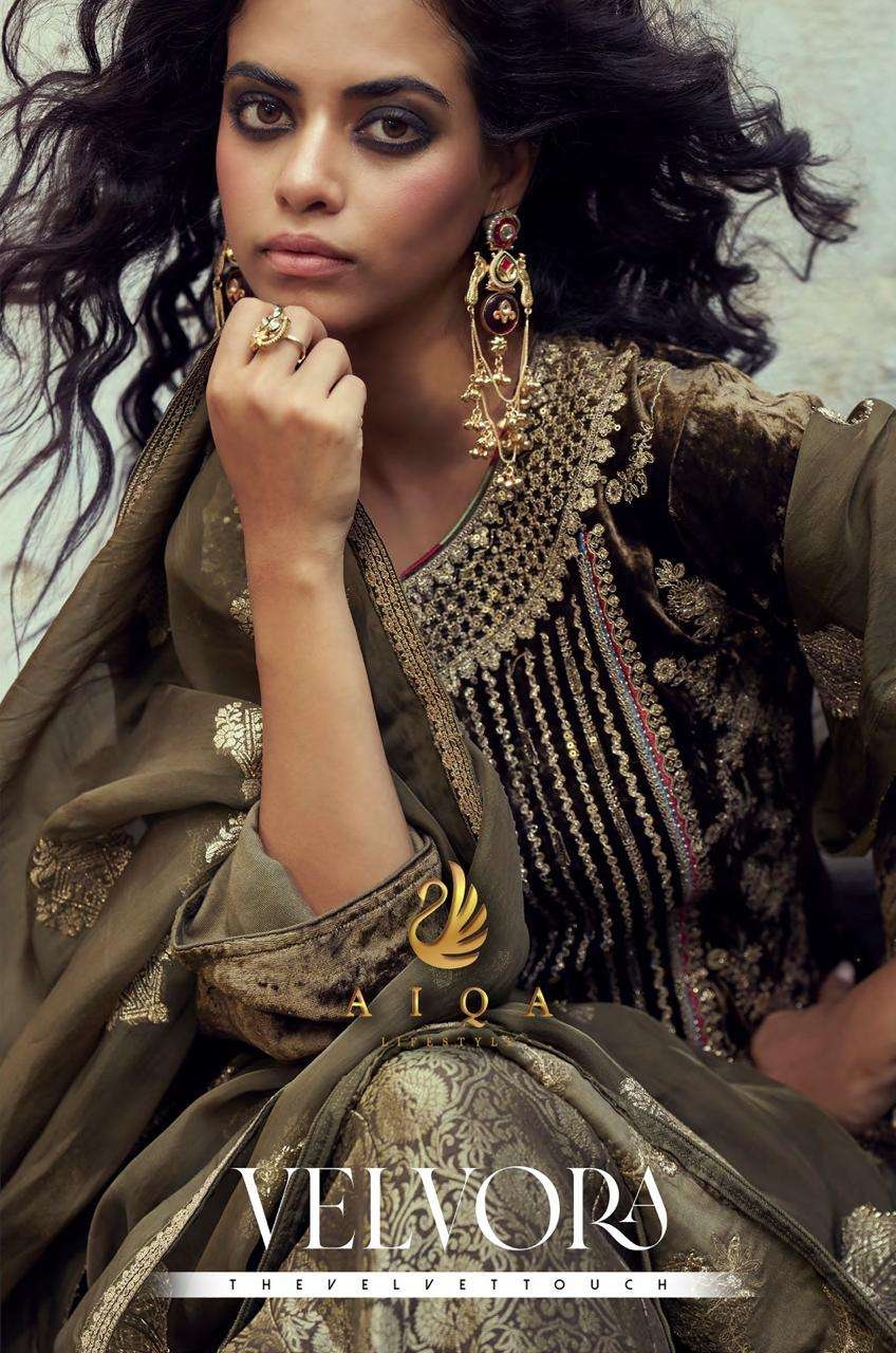 Aiqa Velvora Designer series 2001 to 2006 Style Pure Viscose Velvet Suit in wholesale surat