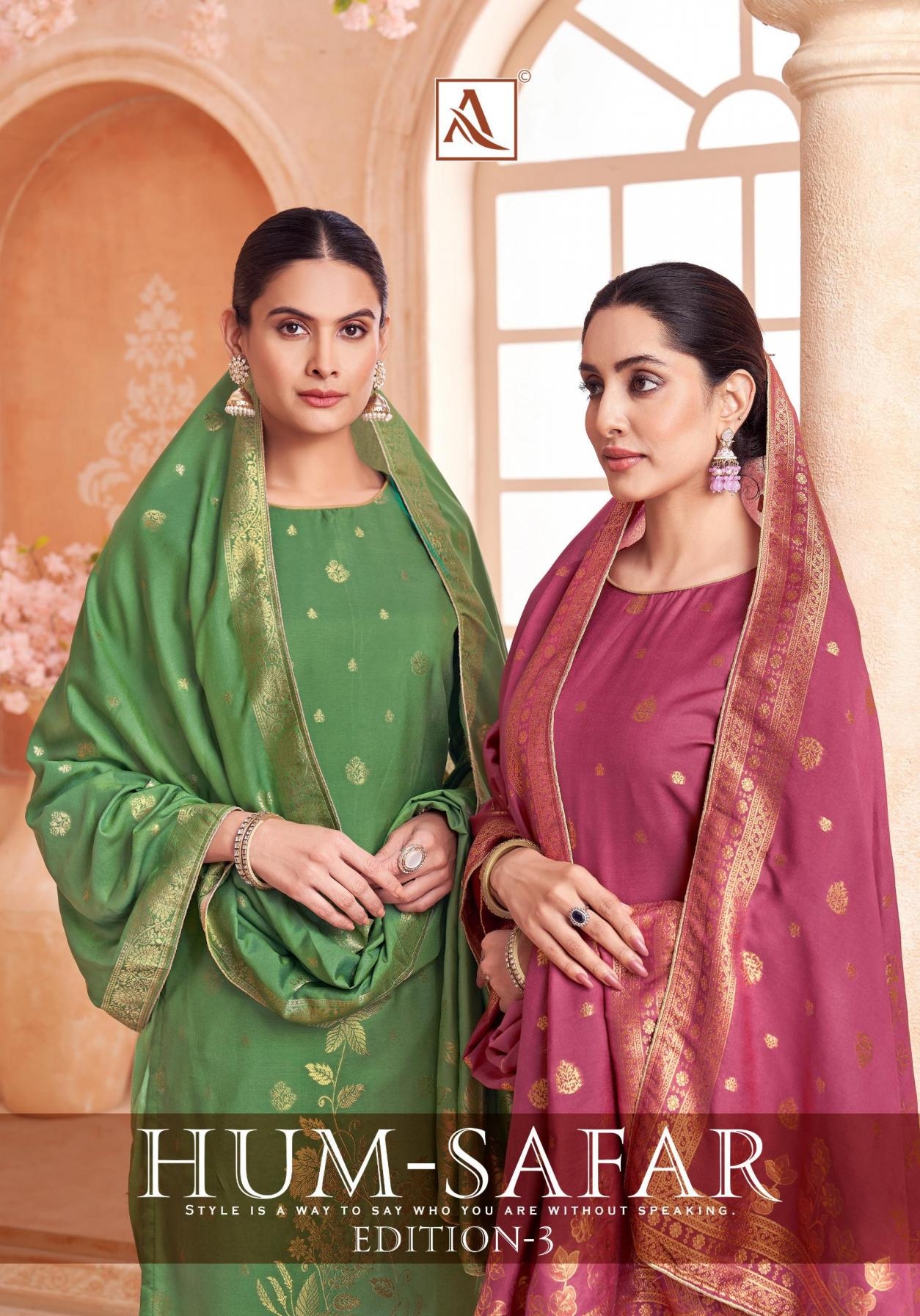 alok hum safar vol 3 series 207388901 to 207388906 viscose muslin jacquard salwar kameez in wholesale surat