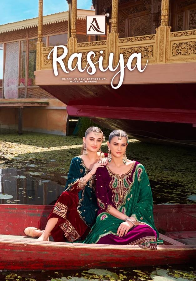 alok presents rasiya series 1675001 to 1675004 velvet modern salwar kameez in wholesale surat