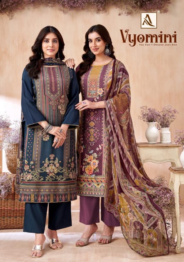 alok vyomini series 201382401 to 201382406 daily wear viscose muslin salwar kameez in wholesale surat