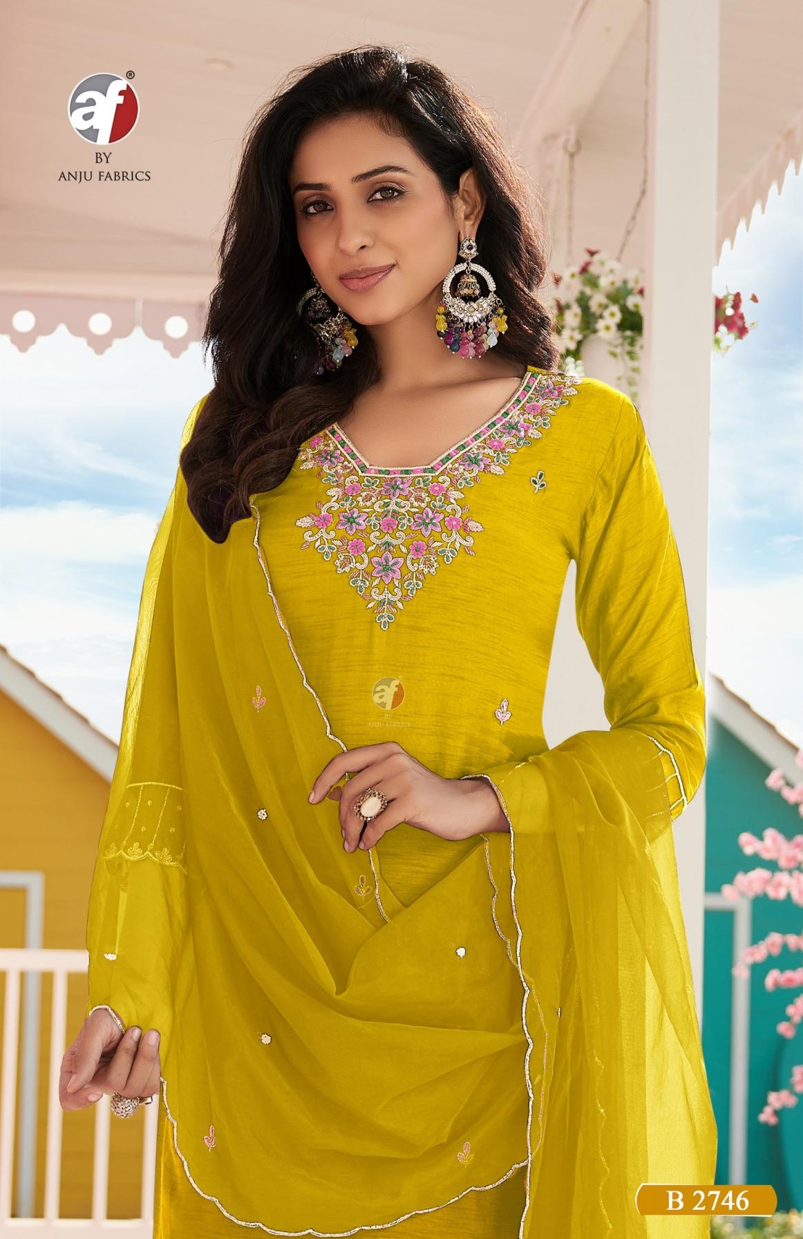 anju fab b 2746 exclusive readymade dola silk combo suit in wholesale surat